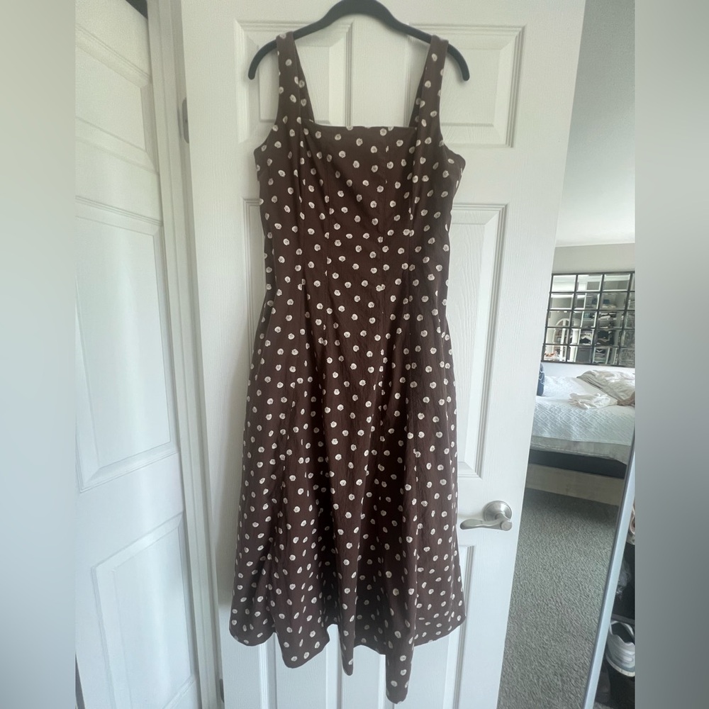 Abercrombie & Fitch Brown Polka Dot ‘Shells’ Fit & Flare Lined Sundress